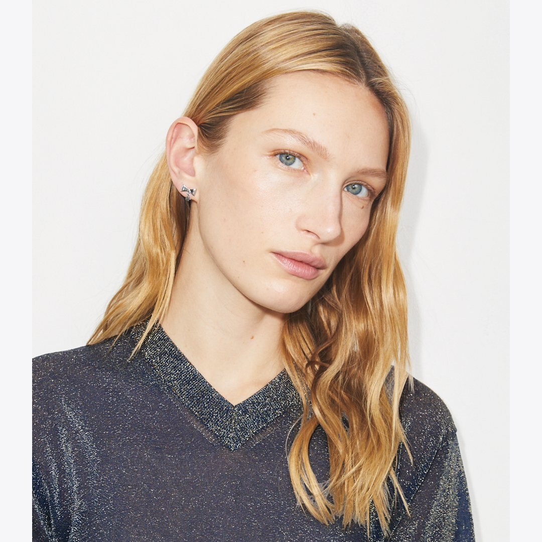 Tory Burch Curiosity Bow Earrings Tory Silver