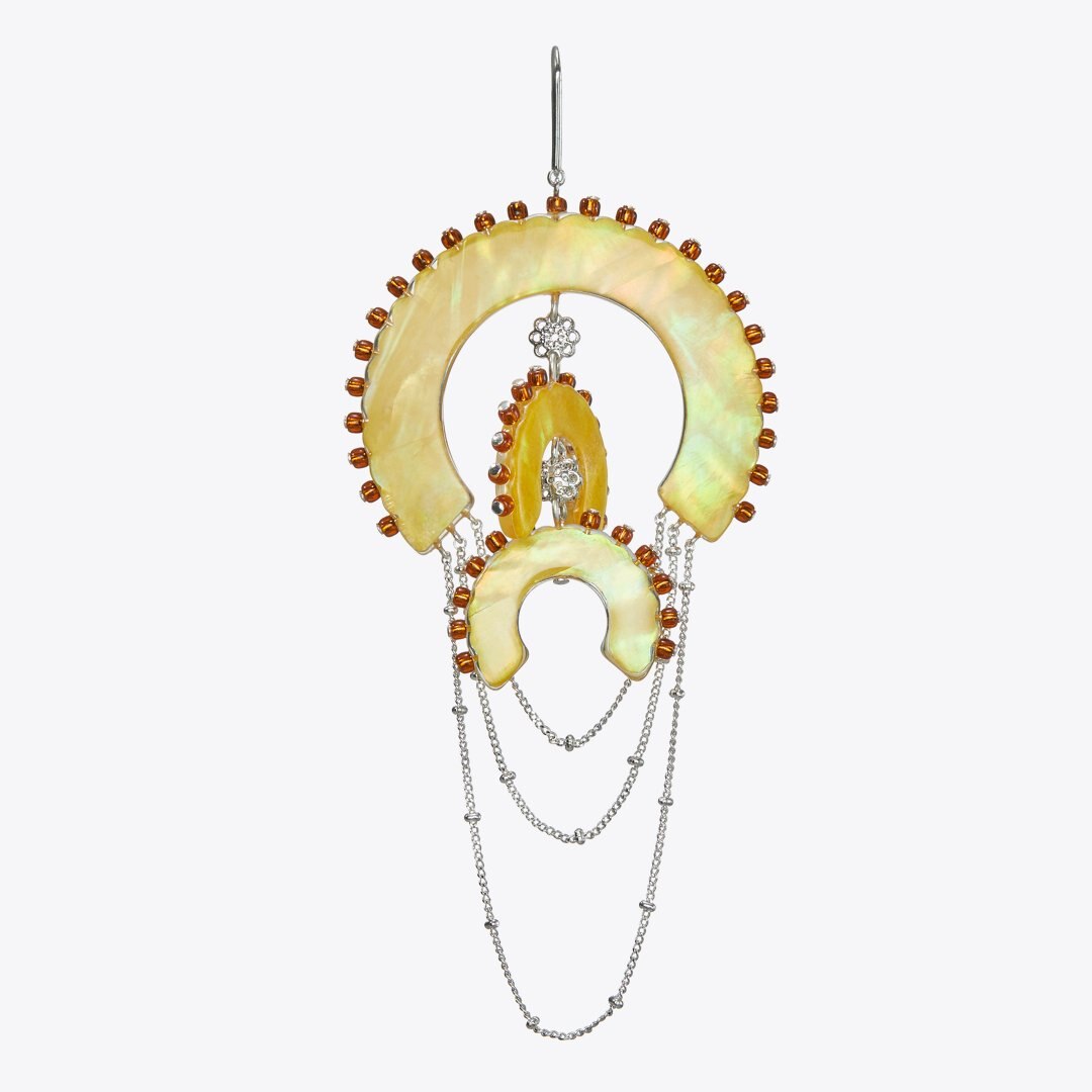 Tory Burch Curiosity Chandelier Earrings Antique Light Silver / Yellow