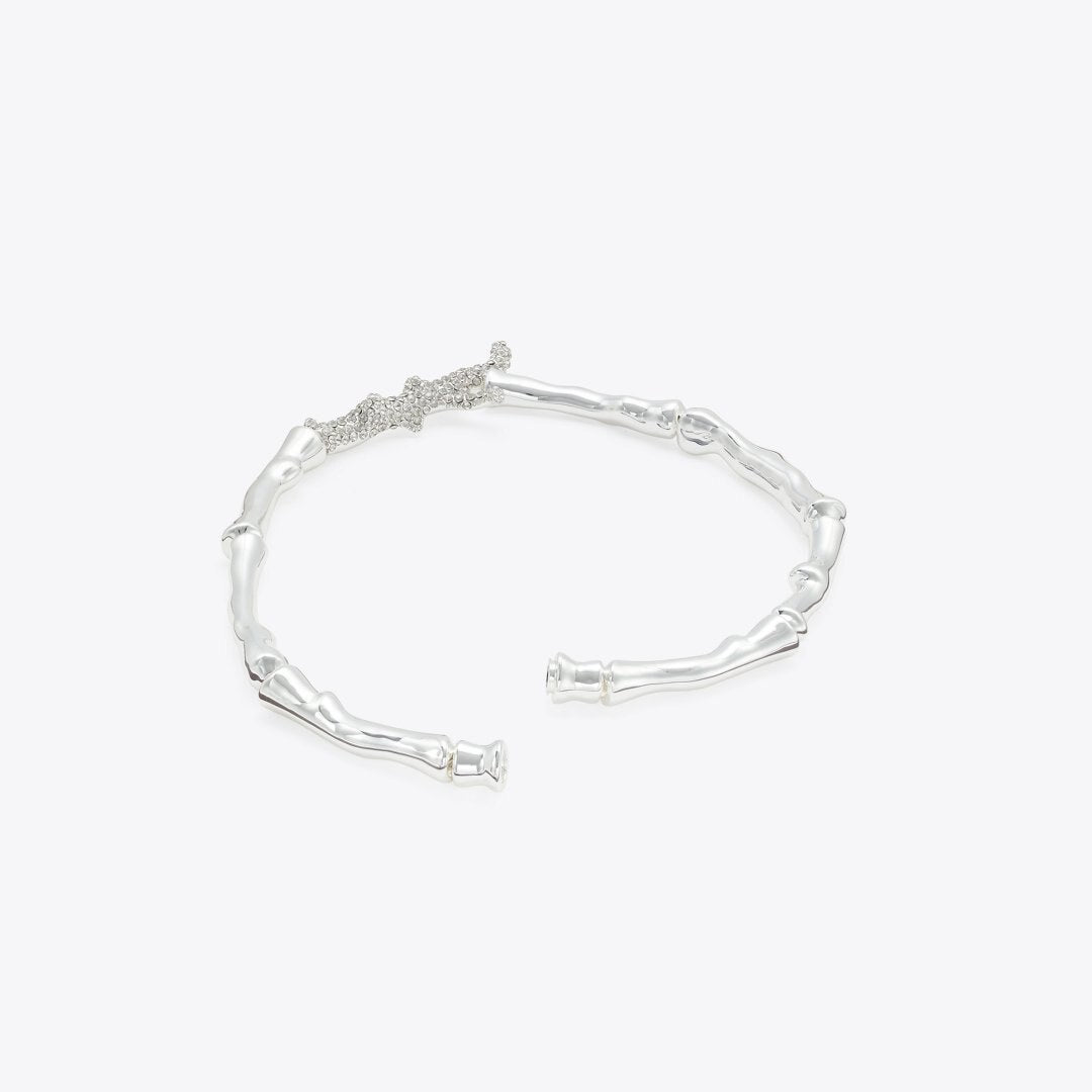 Tory Burch Curiosity Coral Necklace Light Silver / Crystal
