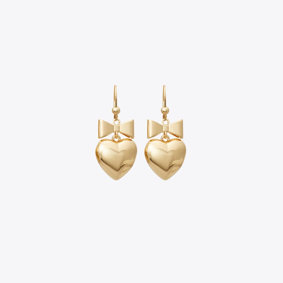 Tory Burch Curiosity Heart and Bow Earrings Tory Gold