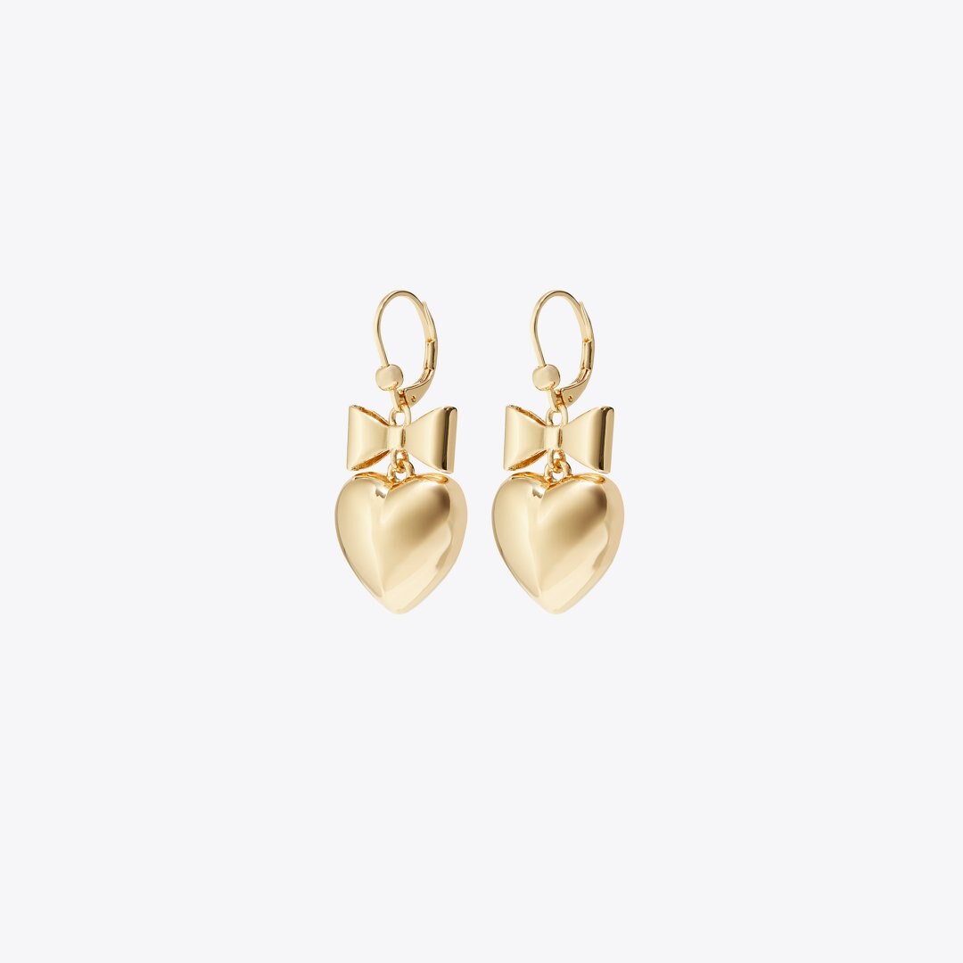 Tory Burch Curiosity Heart and Bow Earrings Tory Gold