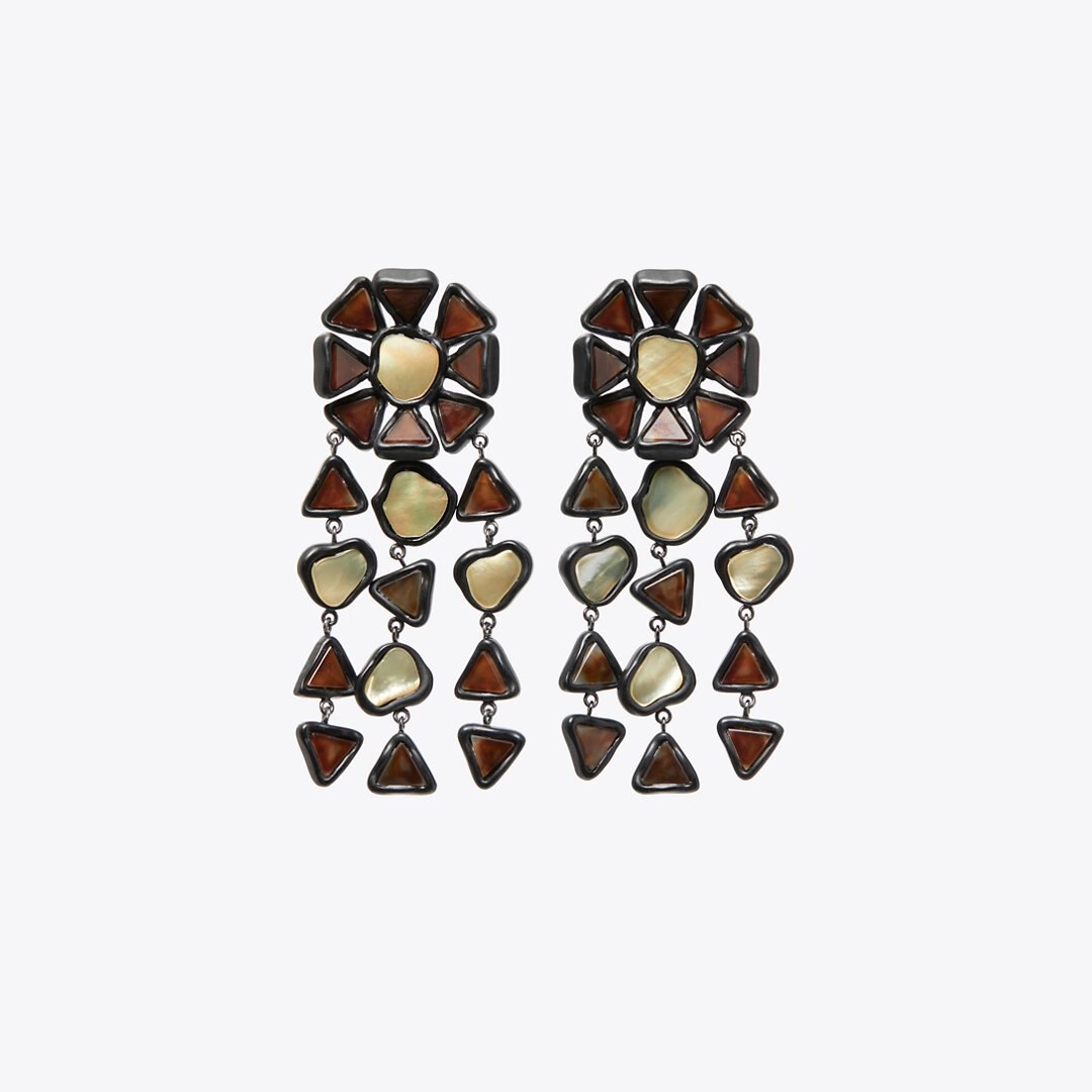 Tory Burch Curiosity Resin Chandelier Earrings Black