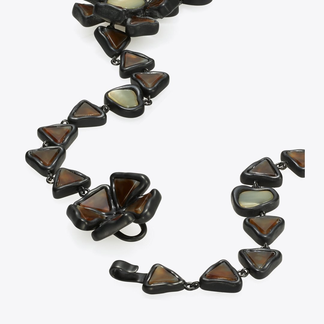 Tory Burch Curiosity Resin Triple Strand Necklace Black