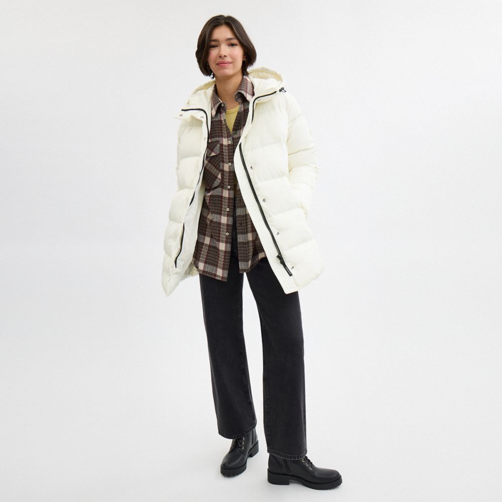 Coach Mid Puffer In Recycled Polyester Cream