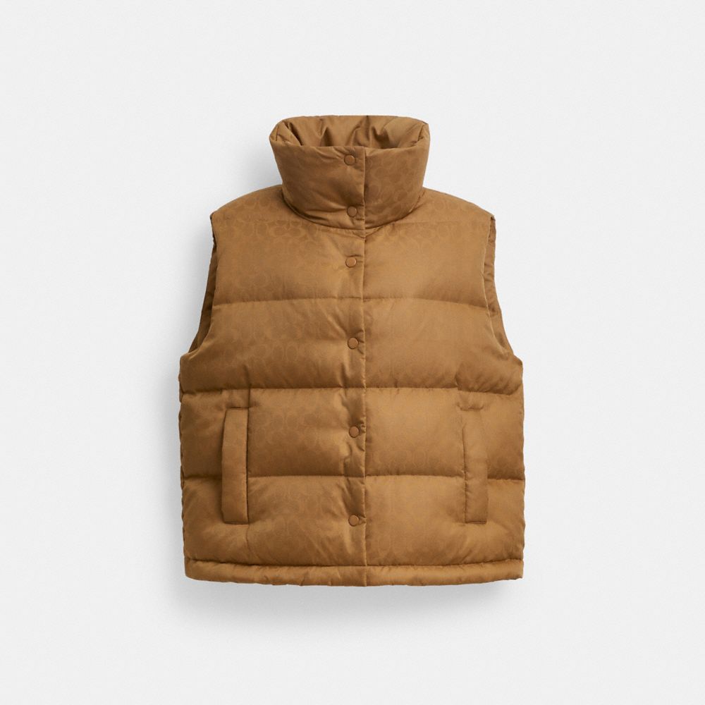 Coach Signature Jacquard Puffer Vest In Recycled Polyamide Chai