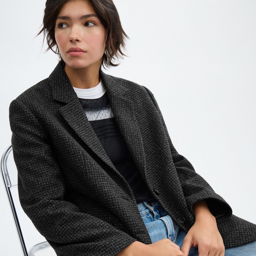 Coach Tailored Wool Jacket Black