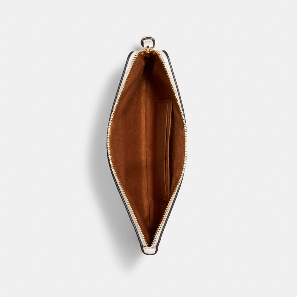 Coach Large Corner Zip Wristlet Gold Chalk