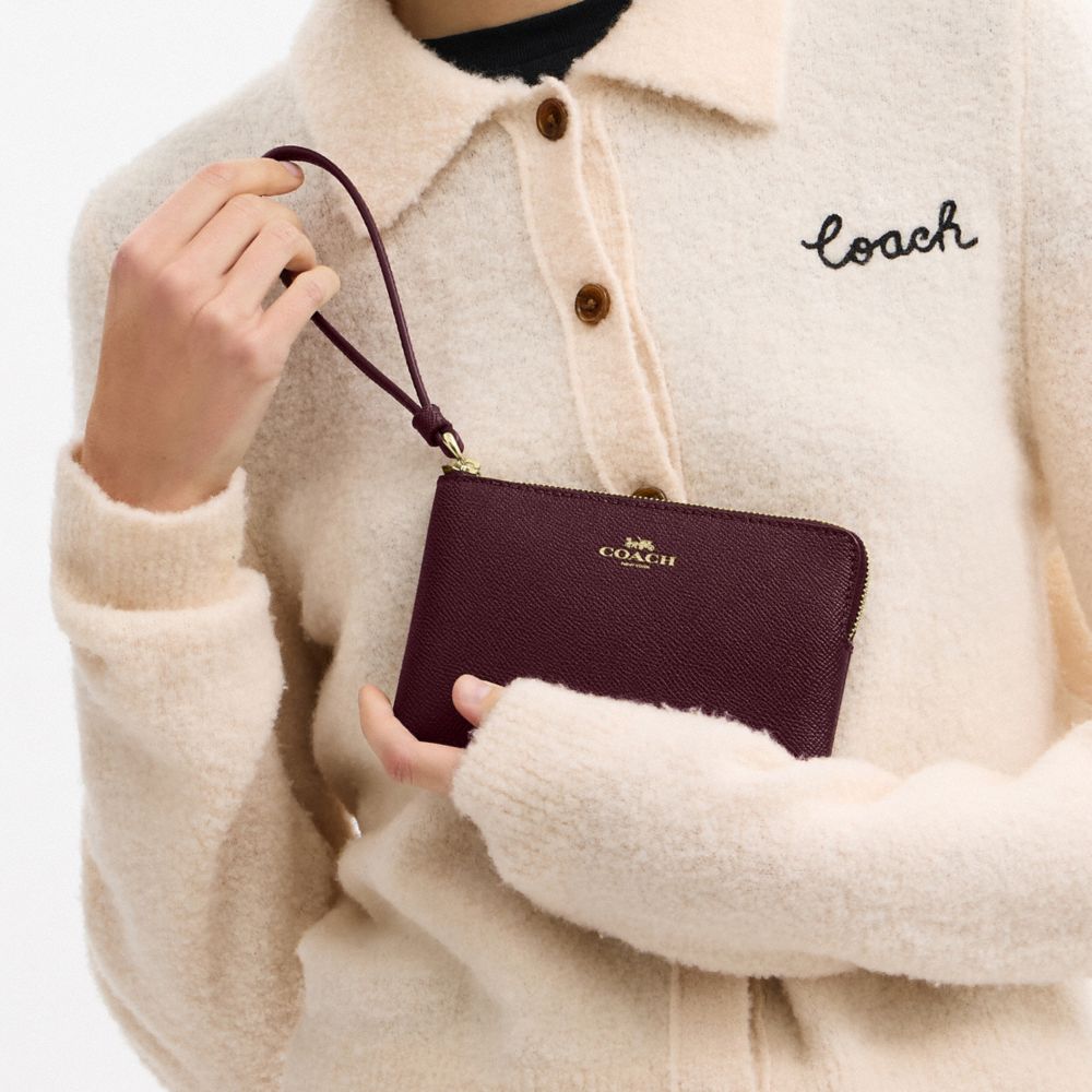 Coach Corner Zip Wristlet Gold
