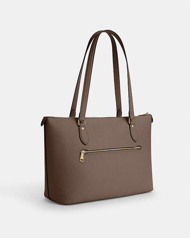 Gallery Tote Bag Crossgrain Leather-Gold-Dark Stone Crossgrain Leather-Gold-Dark Stone