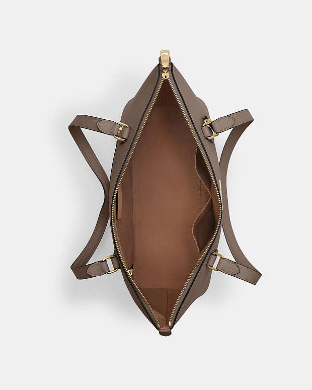 Gallery Tote Bag Crossgrain Leather-Gold-Dark Stone Crossgrain Leather-Gold-Dark Stone