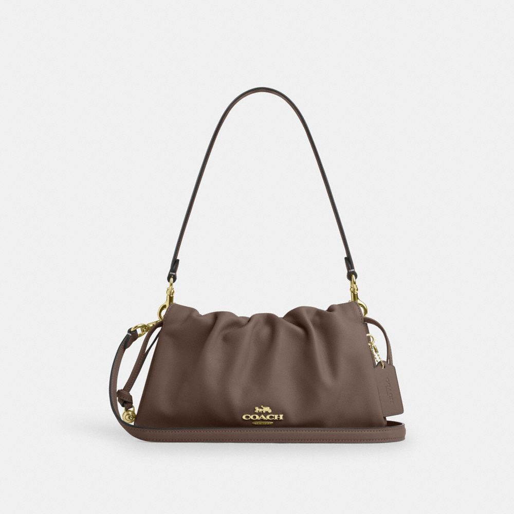 Coach Faye Shoulder Bag With Ruching Gold Dark Stone