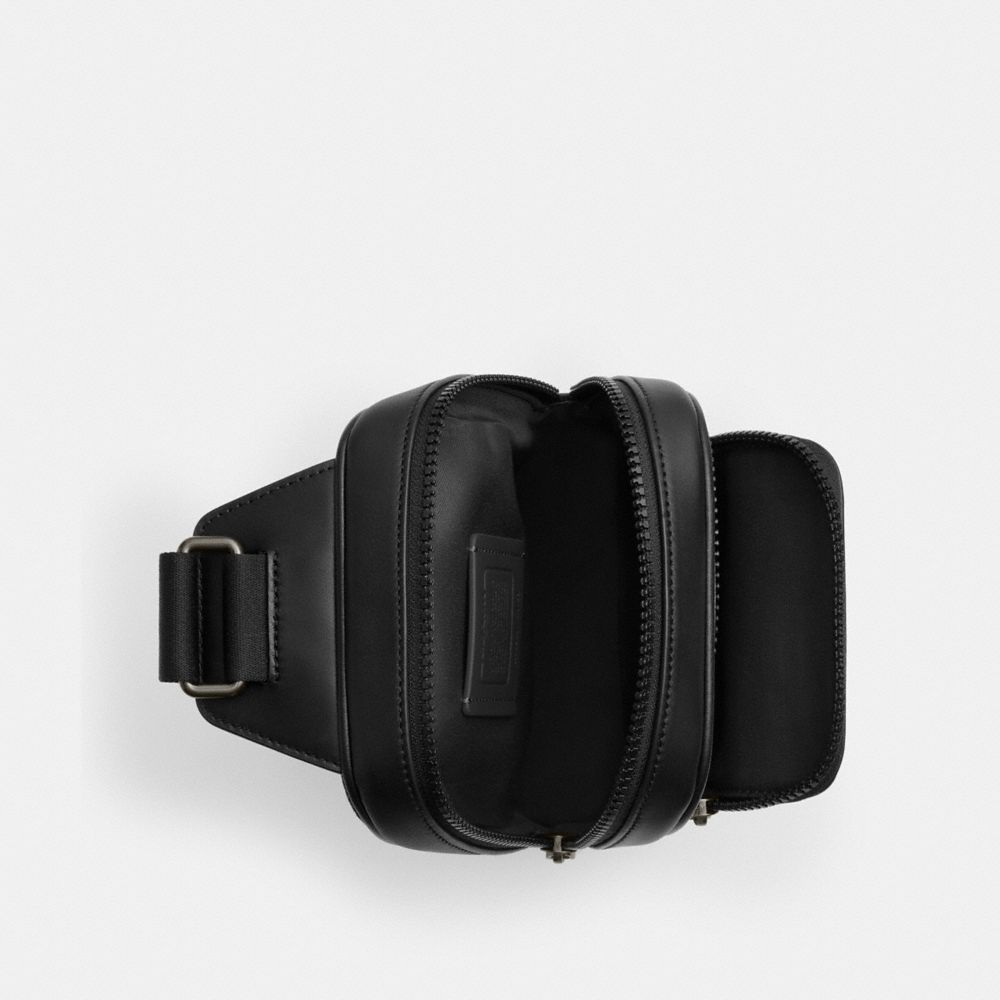 Coach Racer Sling Pack In Signature Canvas Gunmetal Charcoal Black