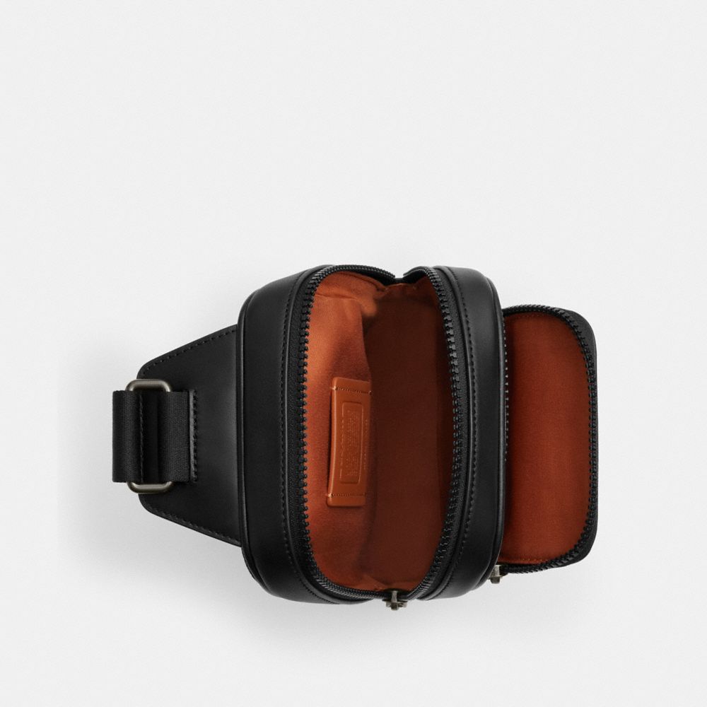 Coach Racer Sling Pack In Signature Canvas Gunmetal Tan Black