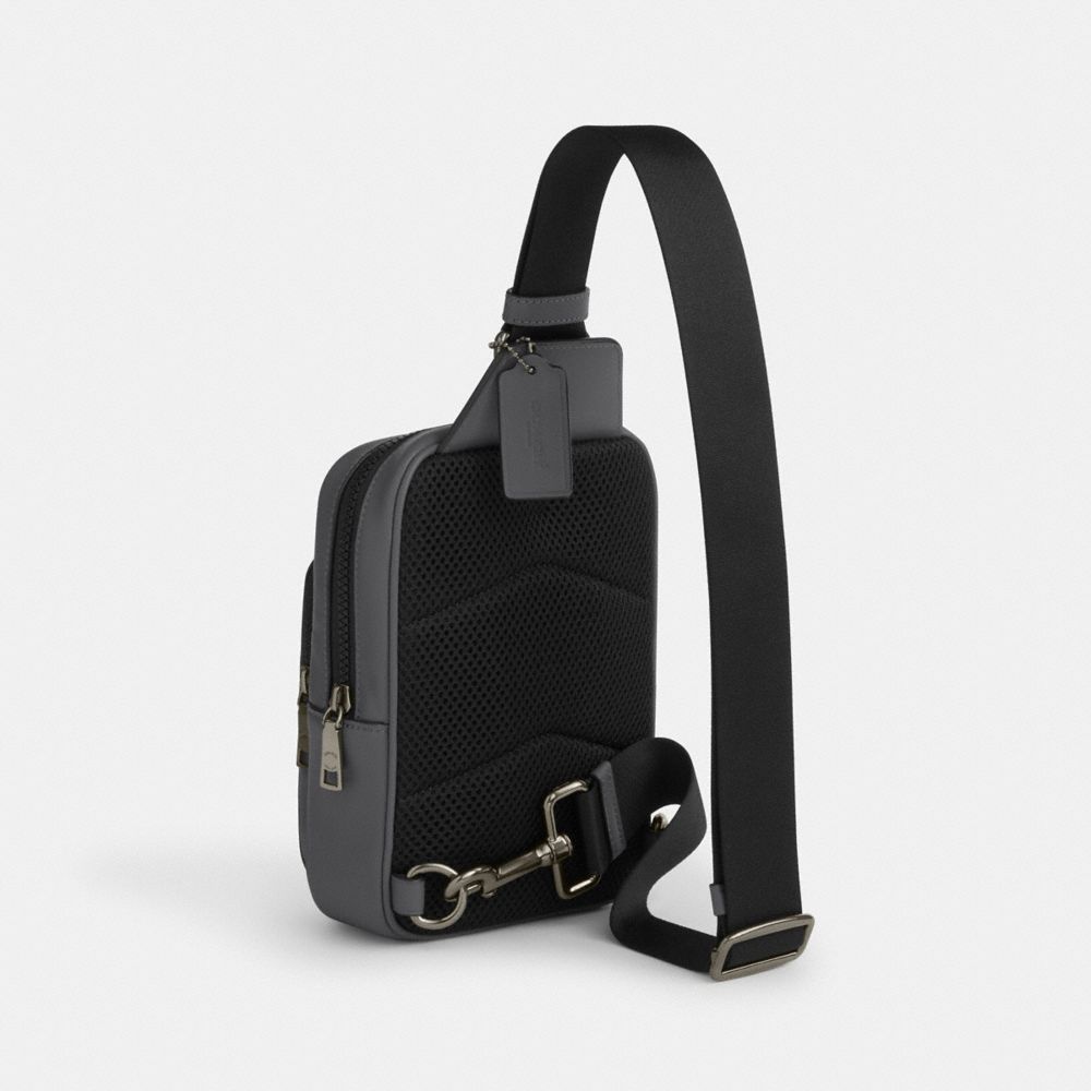 Coach Racer Sling Pack In Signature Canvas Gunmetal Grey Charcoal