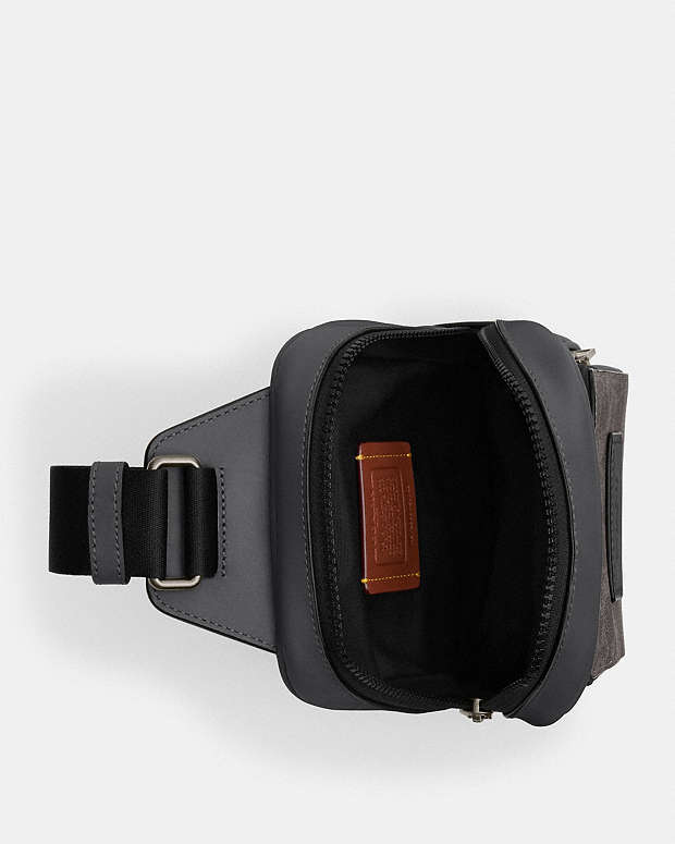 Racer Sling Pack In Signature Canvas Signature Canvas-Qb-Grey-Charcoal Signature Canvas-Qb-Grey-Charcoal