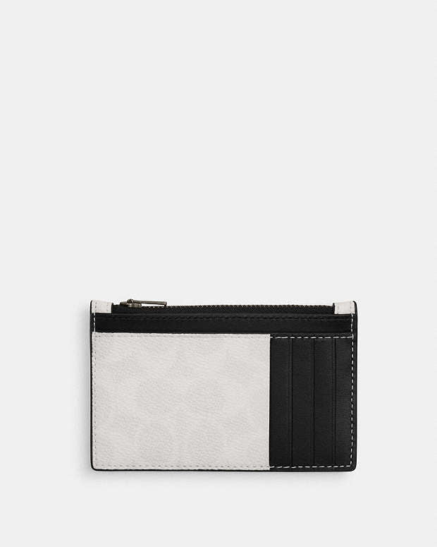 Zip Card Case In Signature Canvas Signature Canvas-Chalk & Black Signature Canvas-Chalk & Black