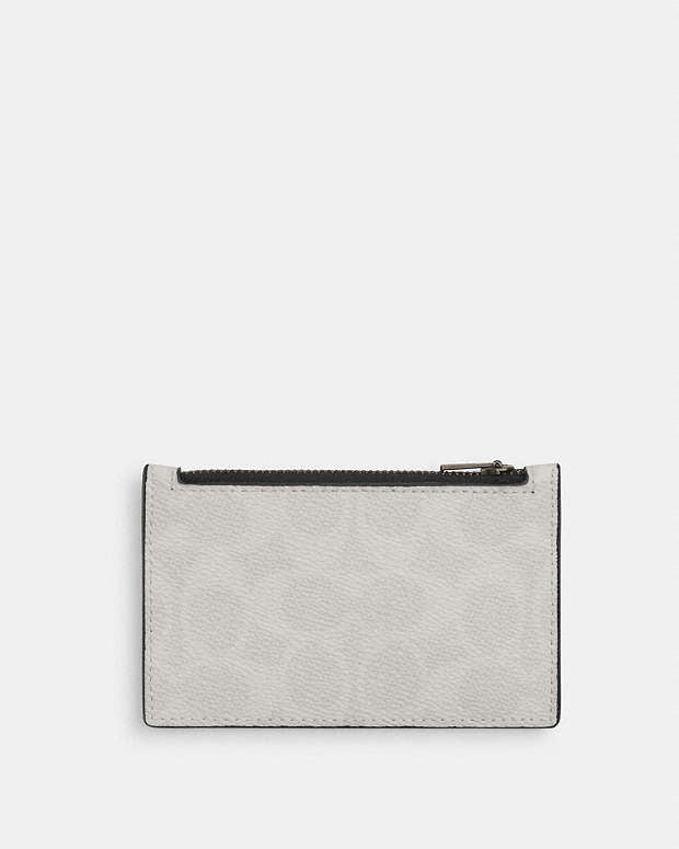 Zip Card Case In Signature Canvas Signature Canvas-Chalk & Black Signature Canvas-Chalk & Black