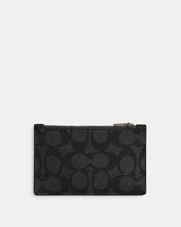 Zip Card Case In Signature Canvas Signature Canvas-Gunmetal-Charcoal-Black Signature Canvas-Gunmetal-Charcoal-Black