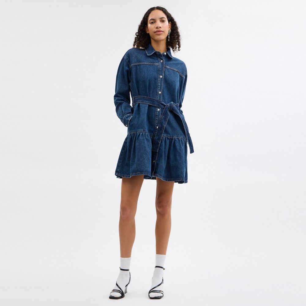 Coach Denim Shirt Dress Dark Blue