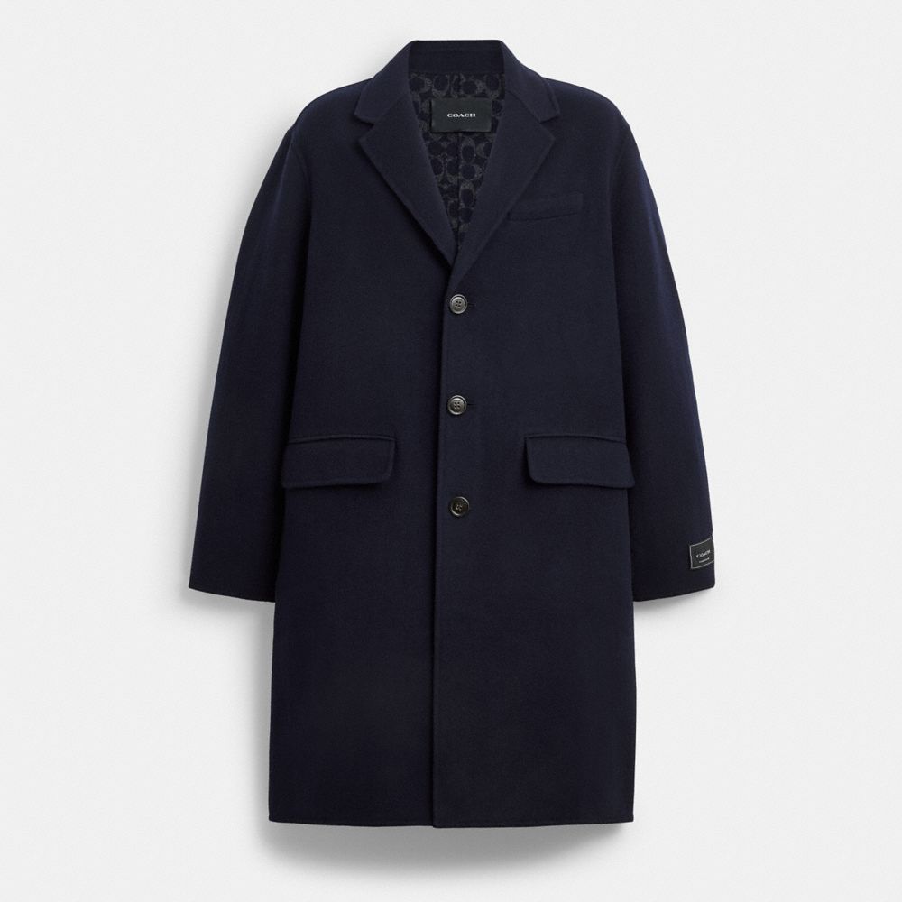 Coach Double Faced Wool Coat Navy Blue