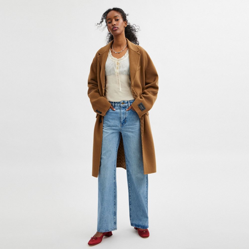 Coach Double Faced Wool Coat Camel