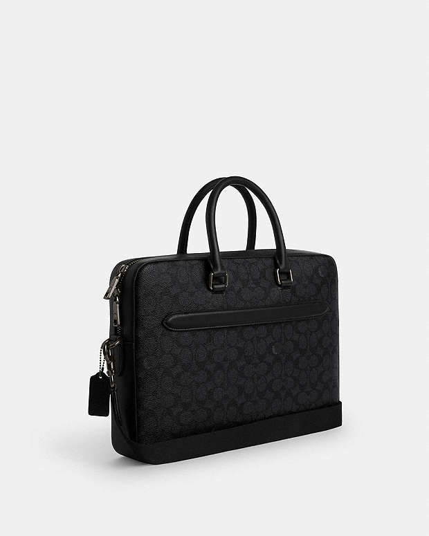 Ethan Slim Brief In Signature Canvas Signature Canvas-Gunmetal-Charcoal-Black Signature Canvas-Gunmetal-Charcoal-Black