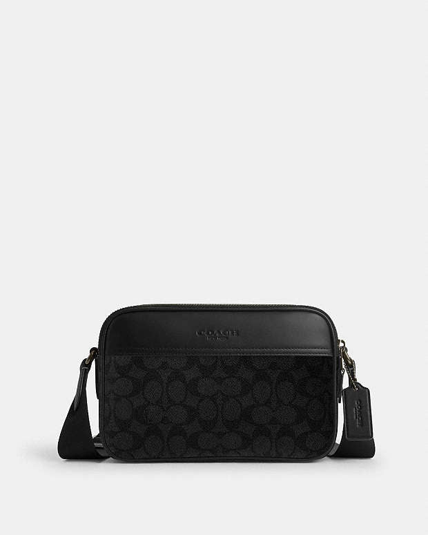 Graham Crossbody Bag In Signature Canvas Signature Canvas-Gunmetal-Charcoal-Black Signature Canvas-Gunmetal-Charcoal-Black