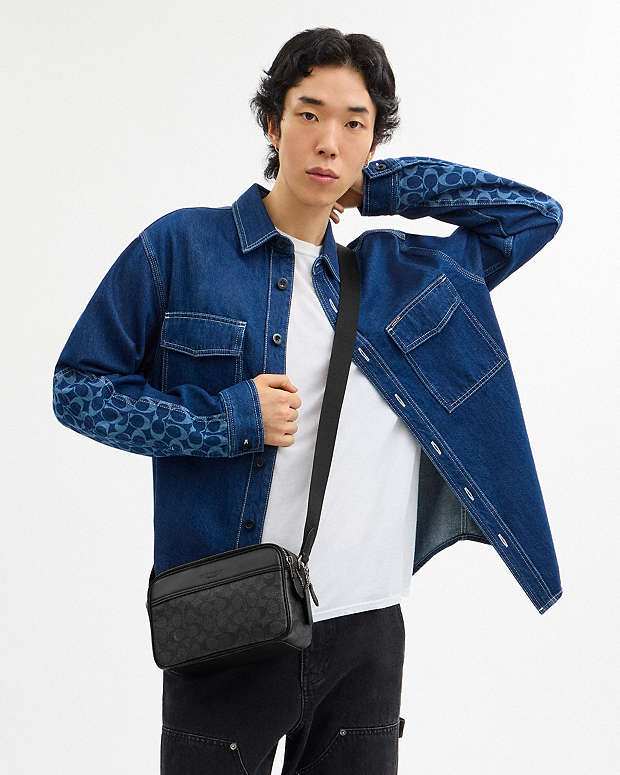 Graham Crossbody Bag In Signature Canvas Signature Canvas-Gunmetal-Charcoal-Black Signature Canvas-Gunmetal-Charcoal-Black