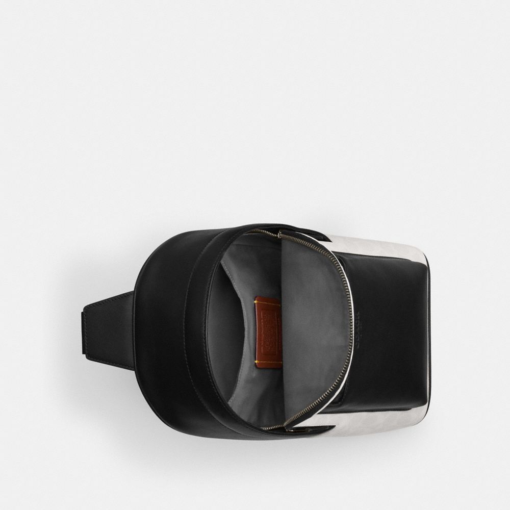 Coach West Pack In Signature Canvas Gunmetal Chalk Black