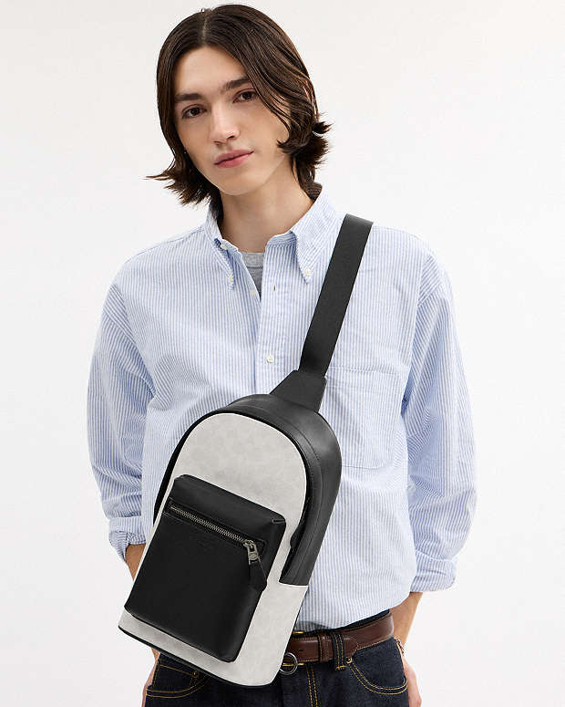 West Pack In Signature Canvas Signature Canvas-Gunmetal-Chalk-Black Signature Canvas-Gunmetal-Chalk-Black