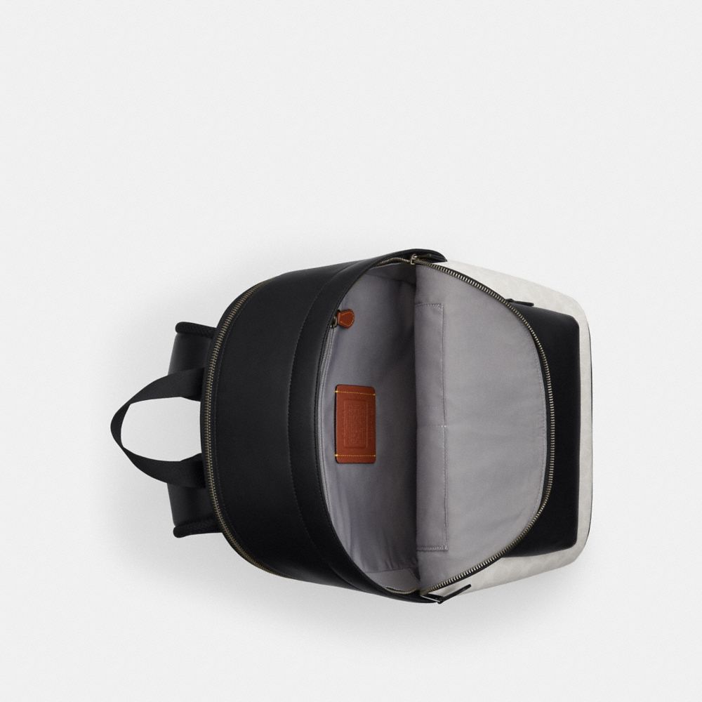 Coach West Backpack In Signature Canvas Gunmetal Chalk Black