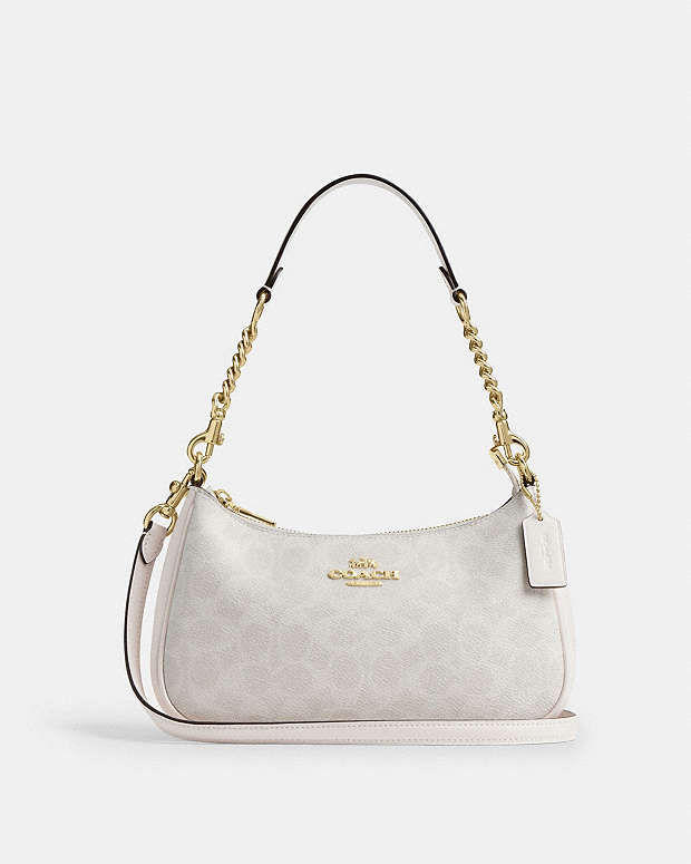 Teri Shoulder Bag In Signature Canvas Signature Canvas-Gold-White-Chalk Signature Canvas-Gold-White-Chalk