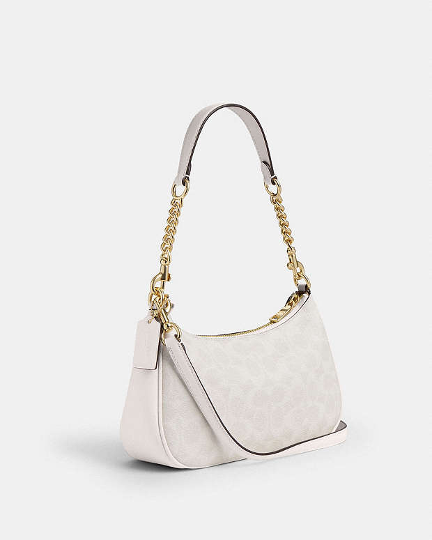 Teri Shoulder Bag In Signature Canvas Signature Canvas-Gold-White-Chalk Signature Canvas-Gold-White-Chalk