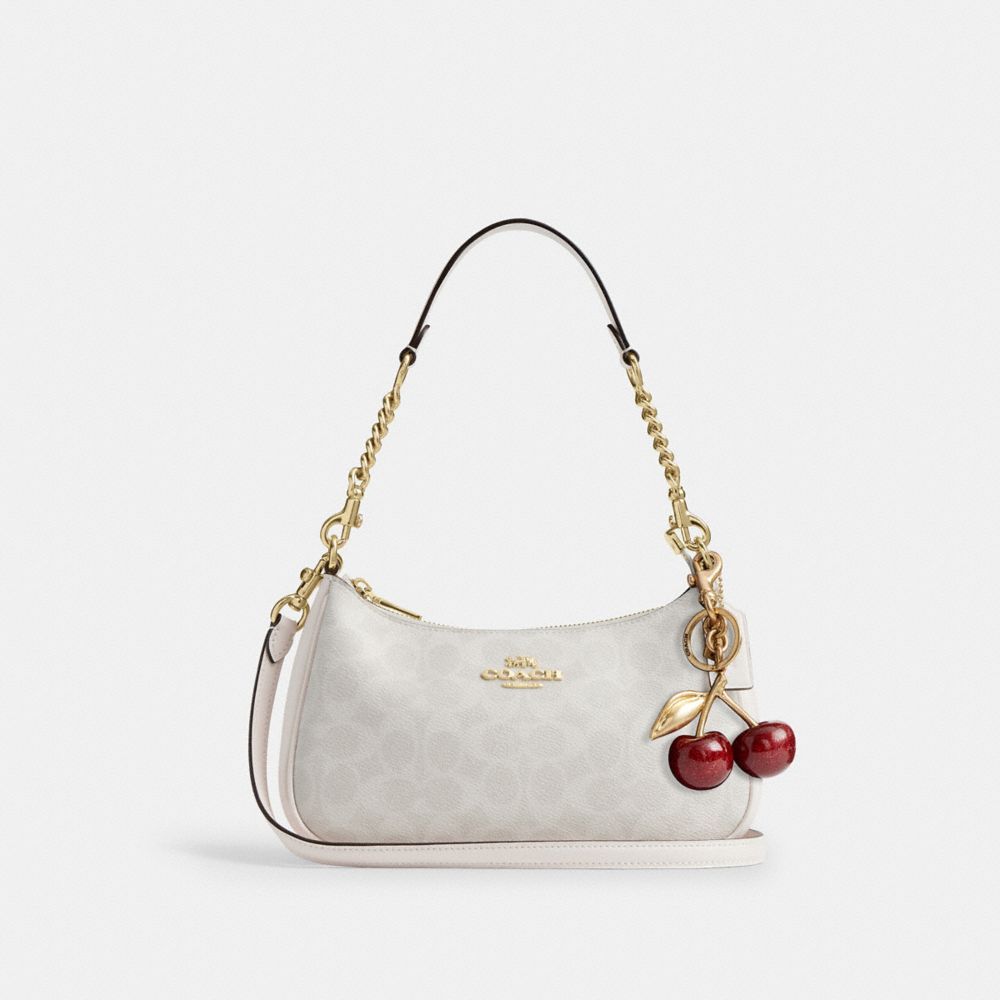 Coach Teri Shoulder Bag In Signature Canvas Gold White Chalk