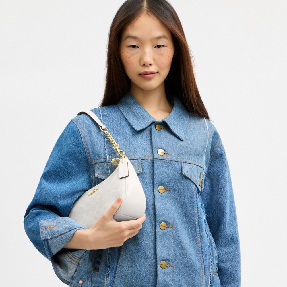 Coach Teri Shoulder Bag In Signature Canvas Gold White Chalk