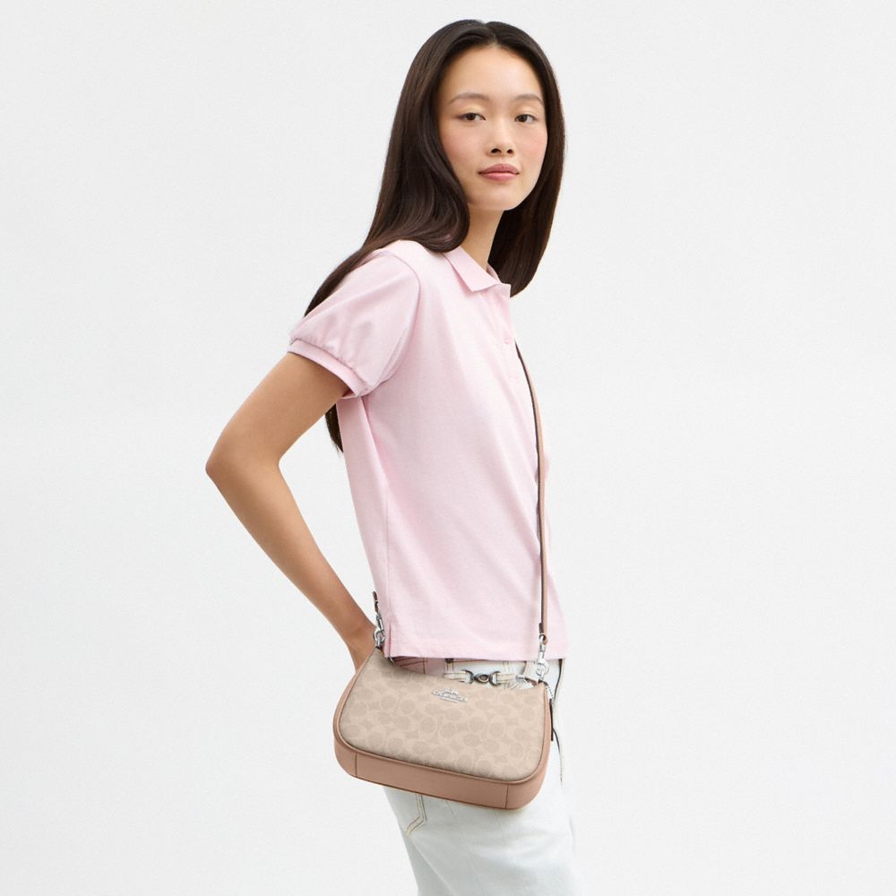 Coach Teri Shoulder Bag In Signature Canvas Silver Sand Taupe