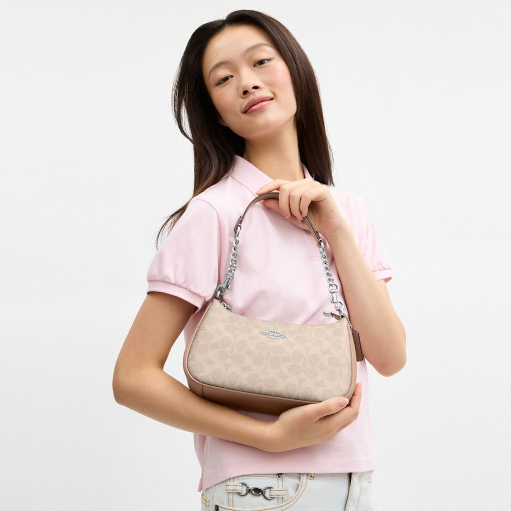 Coach Teri Shoulder Bag In Signature Canvas Silver Sand Taupe