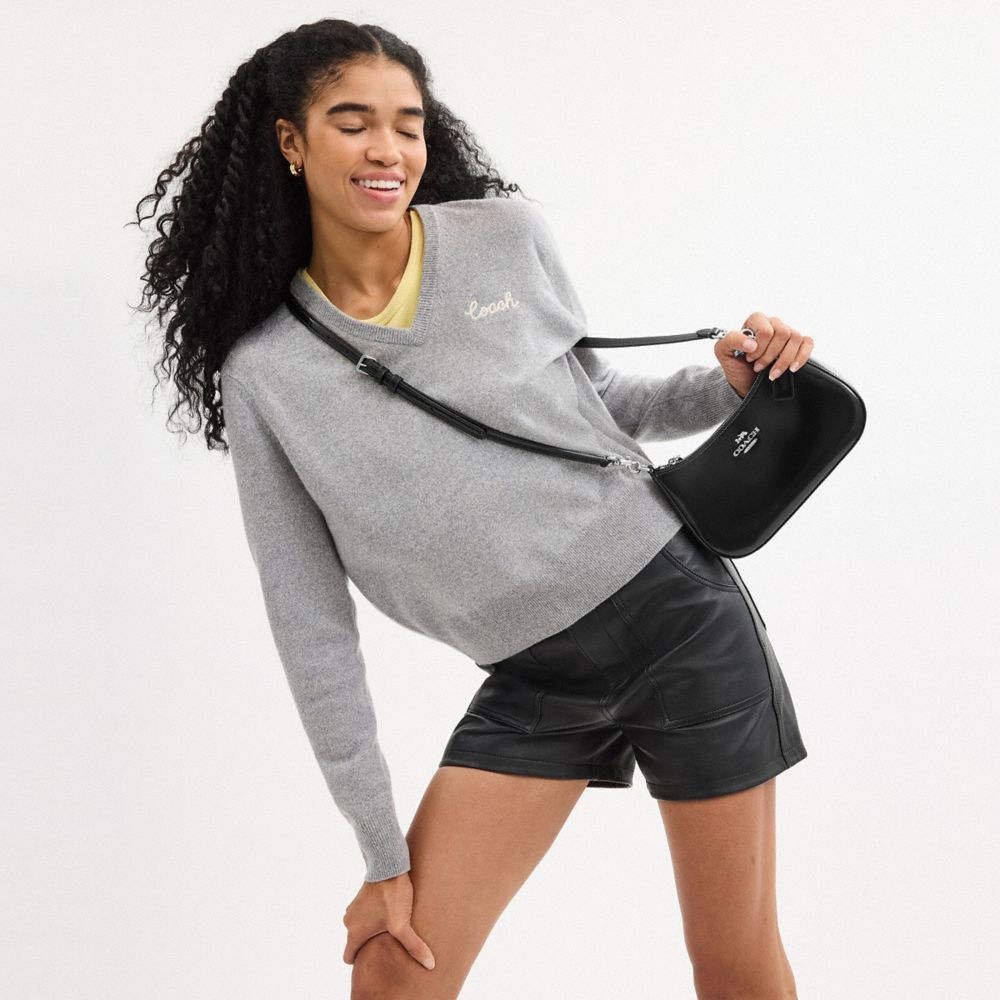 Coach Teri Shoulder Bag Silver Black