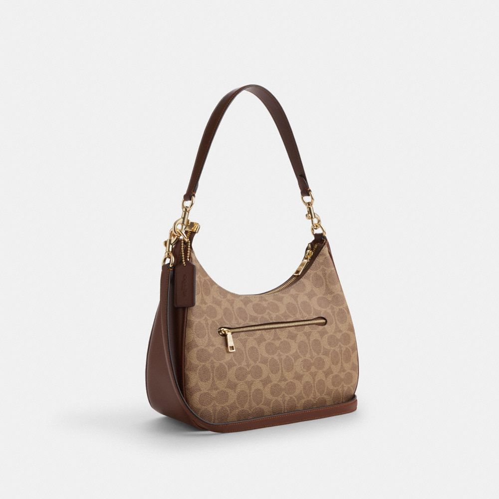 Coach Teri Hobo Bag In Signature Canvas Gold Tan Brown