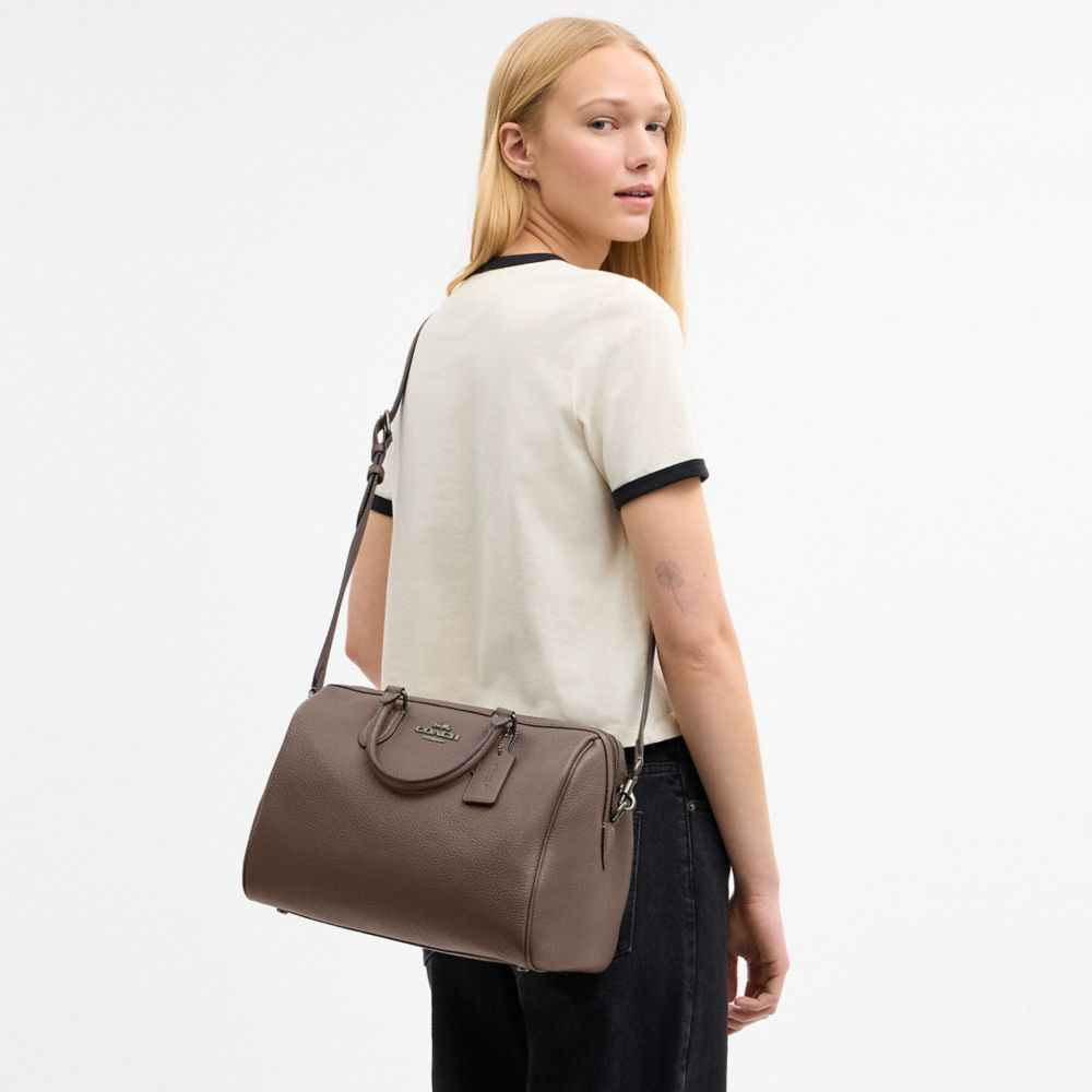 Coach Rowan Large Satchel Bag Gunmetal Dark Stone