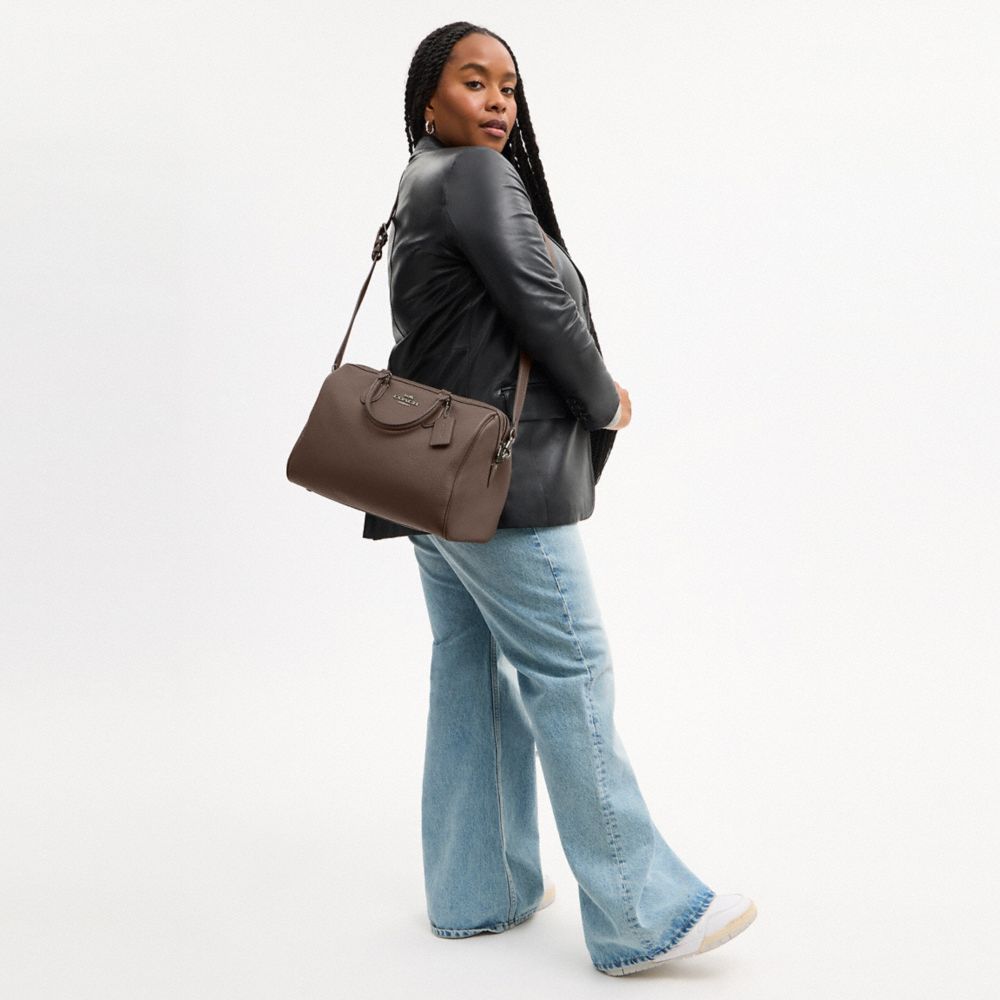 Coach Rowan Large Satchel Bag Gunmetal Dark Stone