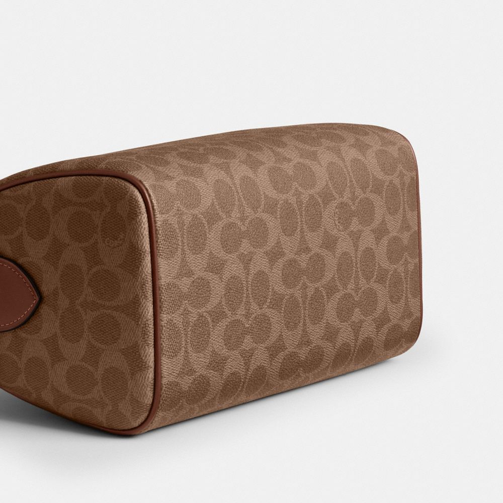 Coach Rowan Satchel Bag In Signature Canvas Gold Tan Brown