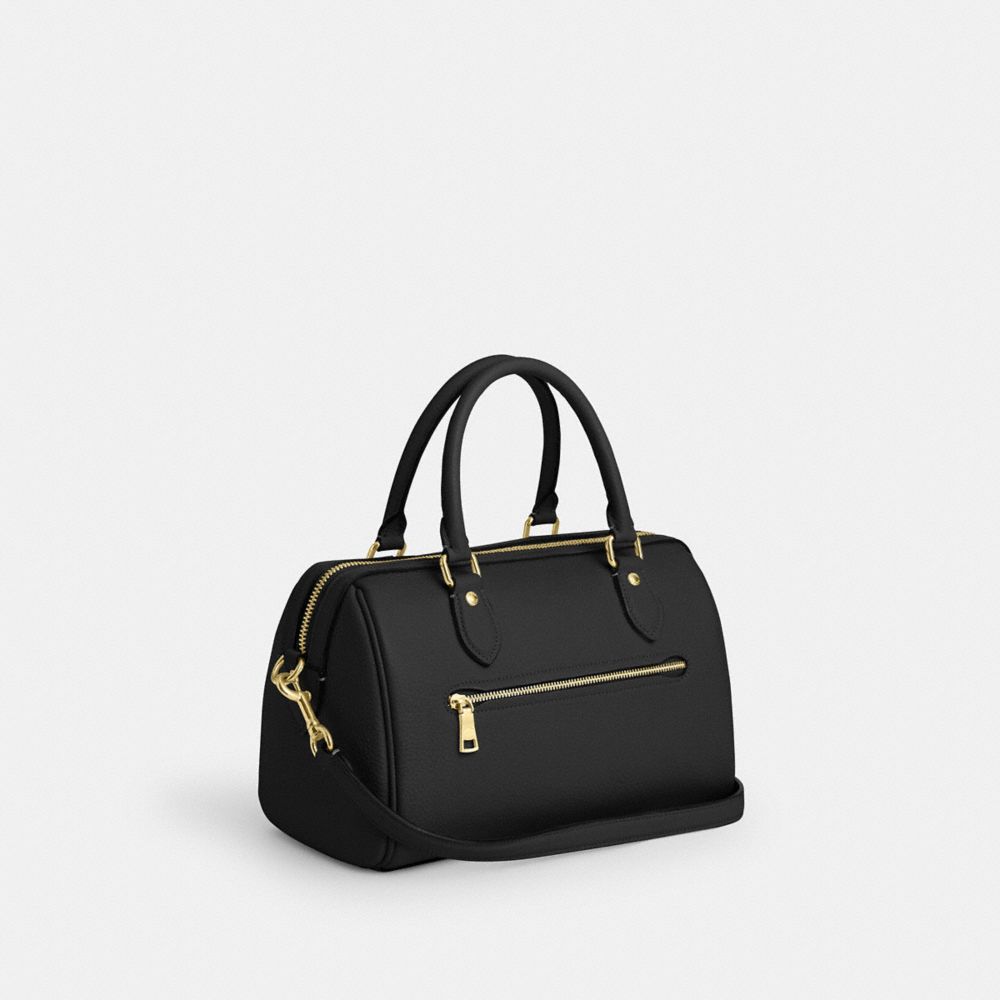 Coach Rowan Satchel Bag Gold Black