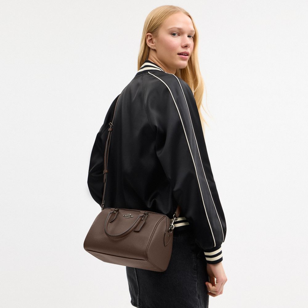 Coach Rowan Satchel Bag Gunmetal Dark Stone