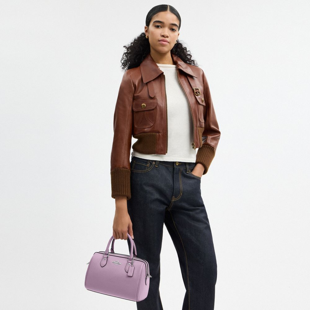 Coach Rowan Satchel Bag Silver Jasmine