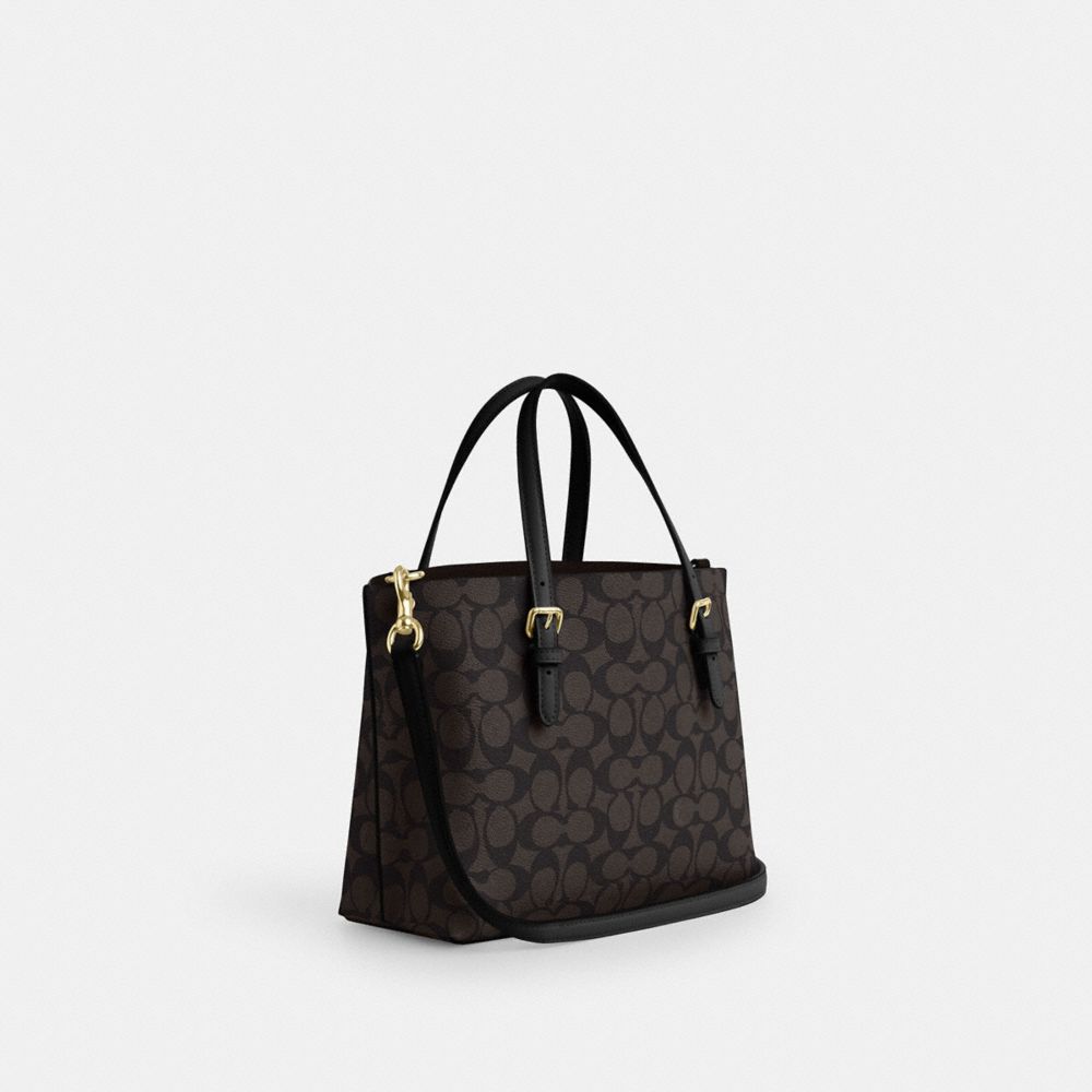 Coach Mollie Tote Bag 25 In Signature Canvas Gold Walnut Black