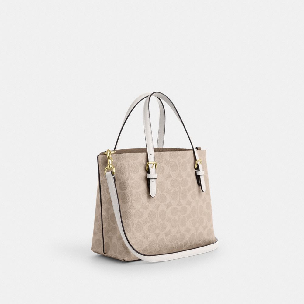 Coach Mollie Tote Bag 25 In Signature Canvas Gold Sand Chalk