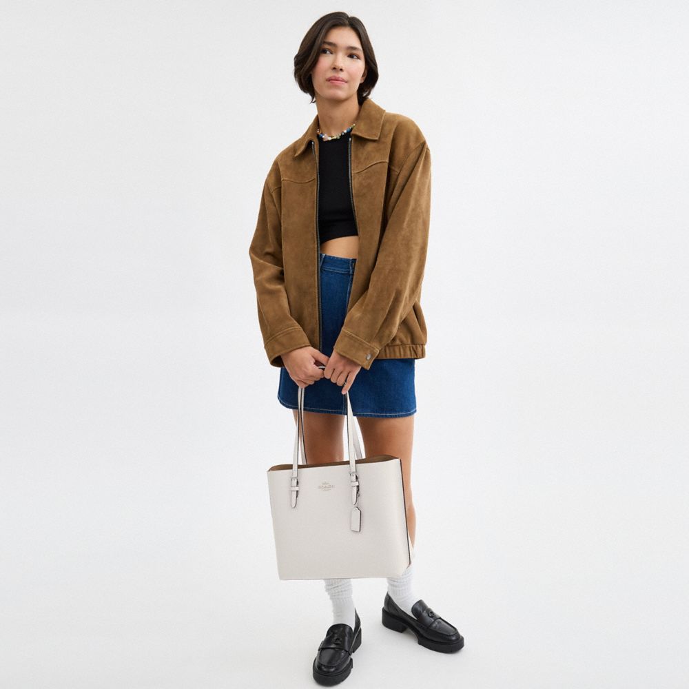 Coach Mollie Tote Bag Silver Chalk