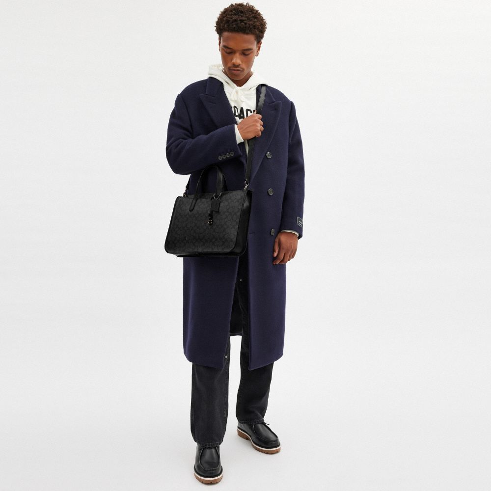 Coach Isaac Workbag In Signature Canvas Charcoal Signature