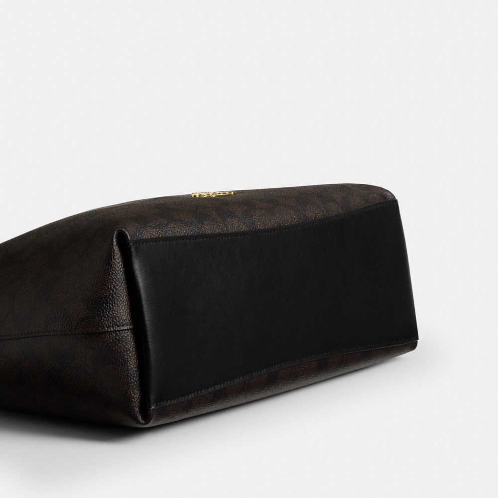 Coach Laurel Shoulder Bag In Signature Canvas Gold Walnut Black